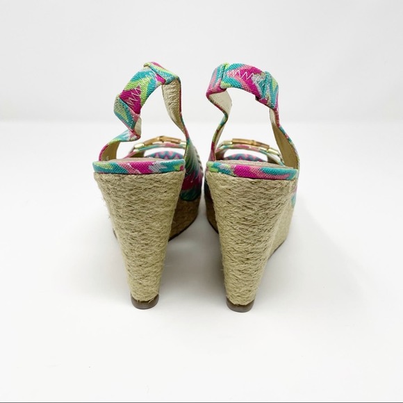 Elaine Turner Harper Batik Print Wedge Sandals 8 - Picture 5 of 8